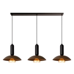 GRANTHAM nowoczesna lampa wisząca czarna z brązowymi kloszami 3xE27 LUCIDE 21448/03/96