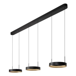 RADIANT lampa wisząca czarno-złota ringi fi 30cm LED 3x18,6W 2200K/2700K/3000K DIM LUCIDE 46423/60/30