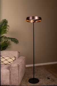 LEONARD lampa podłogowa ring fi 40cm kawowy brązowy LED 24W 2200K/2700K/3000K LUCIDE 62700/20/96