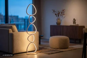 SAMLING nowoczesna beżowa lampa stojąca LED 48W DIM CCT LUCIDE 78702/48/41