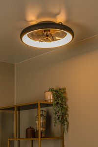 KARRUSEL nowoczesna lampa z wentylatorem czarna LED 36W CCT DIM + pilot LUCIDE 53116/36/30