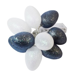 DUZE PLASTIKOWE JAJKA Z BROKATEM LED BIAŁO-SZARE