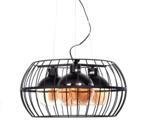 OPTIS lampa wisząca loft czarna  klosze czarno-bursztynowe 3xE27