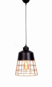 BAGSY lampa wisząca loftowa czarna ze złotą drucianą siatką E27
