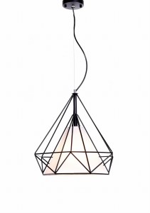 FORTI lampa wisząca czarny diament z białym abażurem E27