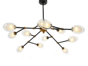 CROCUS W12 nowoczesna lampa wisząca czarny mosiądz 12xG4
