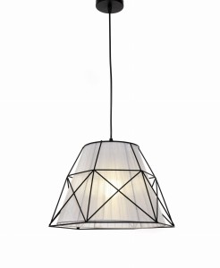 BONETI lampa wisząca z białym abażurem w drucianym stelażu E27