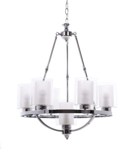 SANTINI W7 żyrandol loft chrom szklane proste klosze 7xE27