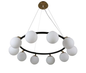 MODICA W10 lampa wisząca z regulowanymi kloszami czarno-mosiężna 10xG9