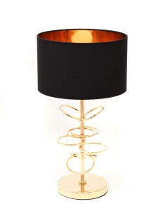 MILARI elegancka lampa nocna złota z czarnym abażurem styl glamour