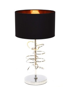MILARI elegancka lampa nocna chrom z czarnym abażurem styl glamour