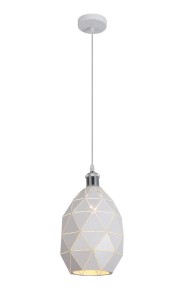PESTICO lampa wisząca metalowa geometryczna biała z dodatkiem chromu E27