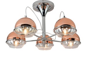 VERONI W5 nowoczesna lampa sufitowa ze szklanymi kloszami różowe złoto 5xG9