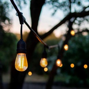 GIRLANDA 10m ogrodowa IP44 czarna + żarówki filamentowe 1,5W