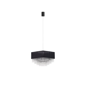 MODENA lampa wisząca kwadratowy abażur czarna organza akrylowe zawieszki 1xE27