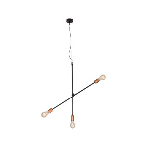 STICKS lampa wisząca regulowana 3xE27 czarna z dodatkiem złota