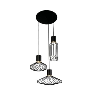 PICO lampa wisząca druciana 3xGU10 czarna z dodatkiem złota