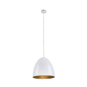 EGG M lampa wisząca 38cm biała/środek złoty