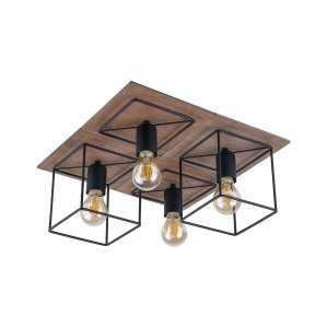 COBA ANTIQUE lampa sufitowa 4xE27 z ciemnym drewnem