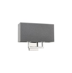 HOTEL kinkiet chrom abażur prostokątny szary 2xE27