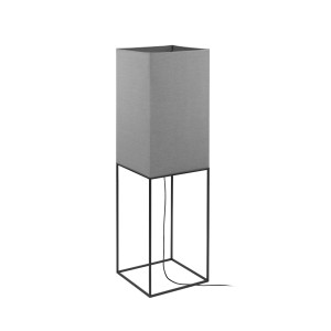 FLAM lampa podłogowa podstawa czarna ramka szary duży abażur 4xE27