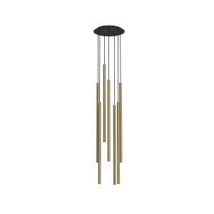 LASER 1000 lampa wisząca długie rurki 7xG9 złoty mosiądz/czarny