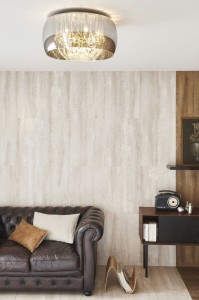 PEARL elegancki plafon z dymionego szkła fi 50cm ozdobiony szklanymi zawieszkami  w kształcie sopli 6xG9