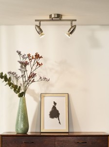 CARO-LED spoty satynowe na listwie LED 2x5W 2700K GU10 regulowany