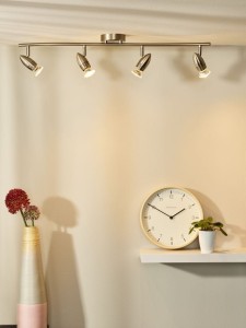 CARO-LED spoty satynowe na listwie LED 4x5W 2700K GU10 regulowane