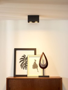 BODI kostka sufitowa czarna 2xGU10 bez regulacji kubik natynkowy