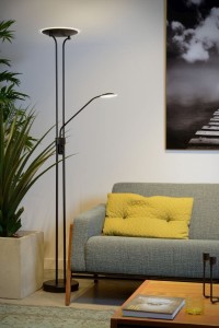 CHAMPION-LED 20W+4W 3000K lampa stojąca czarna z funkcją do czytania wbudowany ściemniacz