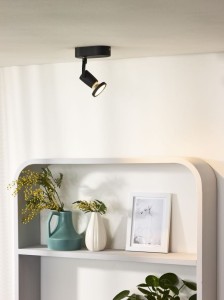 JASTER-LED 5W 2700K reflektorek czarny regulowany ścienno-sufitowy żarówka w komplecie