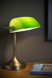 BANKER  17504/01/03 lampa biurkowa bankierska mosiądz z zielonym kloszem 1xE14