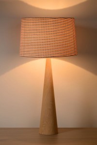 CONOS 30594/81/72 lampa stołowa podstawa drewniany stożek abażur kremowy z dodatkiem brązu 1xE27