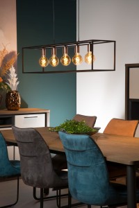 ARTHUR 08424/05/30 lampa wisząca nad stół czarny stelaż z miedzianymi oprawkami  5xE27