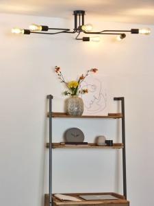 LESTER lampa sufitowa czarna loft 6xE27 długa