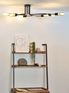 LESTER lampa sufitowa czarna loft 8xE27 długa