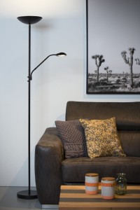 ZENITH lampa podłogowa czarna LED 20W + 4W regulowanym ramię ściemnianie dotykowe LUCIDE 19791/24/30