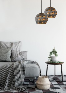 MALUNGA lampa wisząca geometryczna szara kula z prześwitami 1xE27