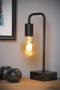 LORIN 45565/01/30 czarna lampa stolikowa z marmurową podstawą 1xE27