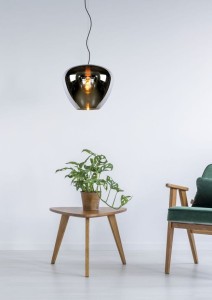 SOUFIAN lampa wisząca czarna z owalnym kloszem dymionym fi 40cm 1xE27