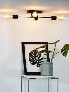 LESTER lampa sufitowa czarna loft 4xE27