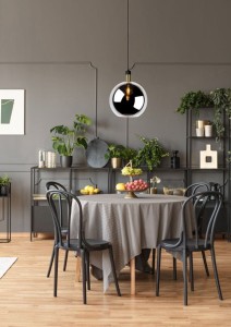 JULIUS lampa wisząca dymiona kula fi 40cm wykończenie czarno-złote 1xE27