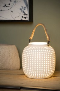 SAFIYA lampa stołowa biała porcelana 1xE14 lampion na szafkę