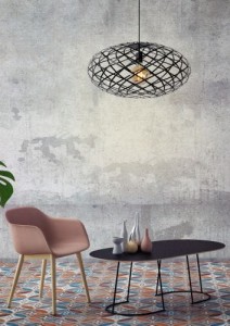 WOLFRAM zwis metalowy ażurowy czarny fi 65cm 1xE27