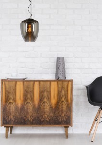 FLORIEN lampa wisząca czarna z kloszem  fi 28cm szkło dymione 1xE27