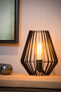 REDA lampa stołowa czarna z metalowych żeberek 1xE27
