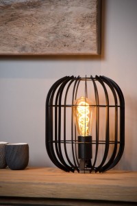 REDA lampa stołowa czarna z metalowych żeberek fi 22cm 1xE27
