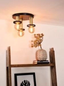 ANAKA plafon czarny ze złotymi oprawkami na różnej wysokości 3xE27