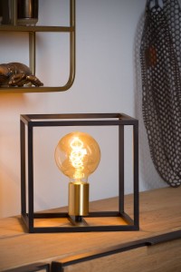 RUBEN lampa nocna loft czarna ze złotą oprawką  1xE27